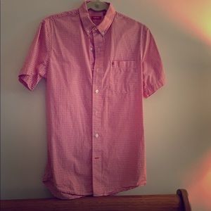 IZOD short sleeve button down, red/white check